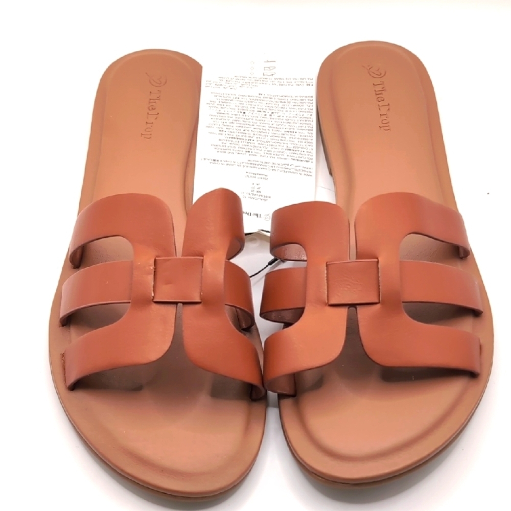 The Drop Monica Flat H-Band Slide Sandal     Brown Size 10 New In Box